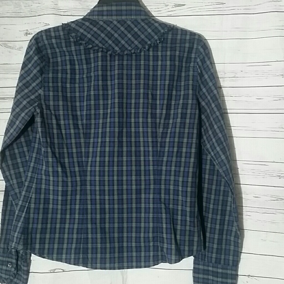 🌻J. Crew  Plaid Ruffle  Shirt Womens Size 8 - Picture 4 of 7